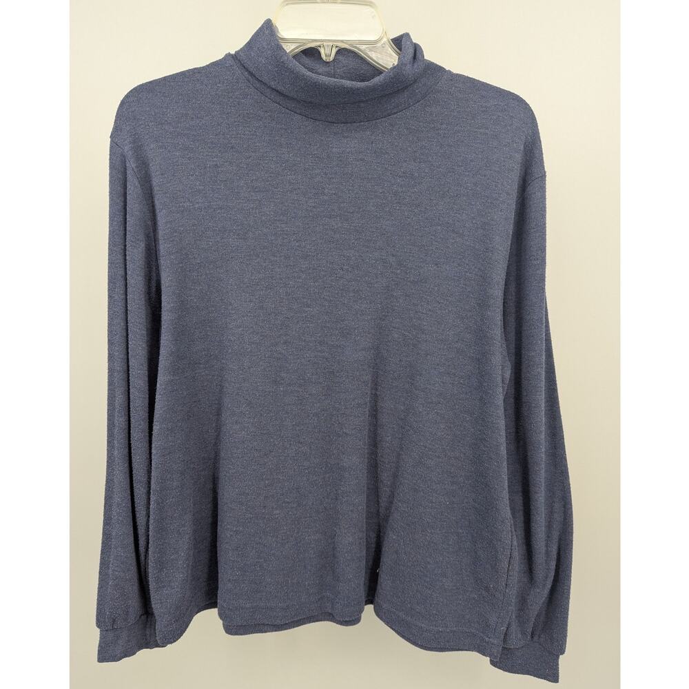 Vintage EUC Basic Editions Soft Blue Long Sleeve Turtleneck Sweater Size XL